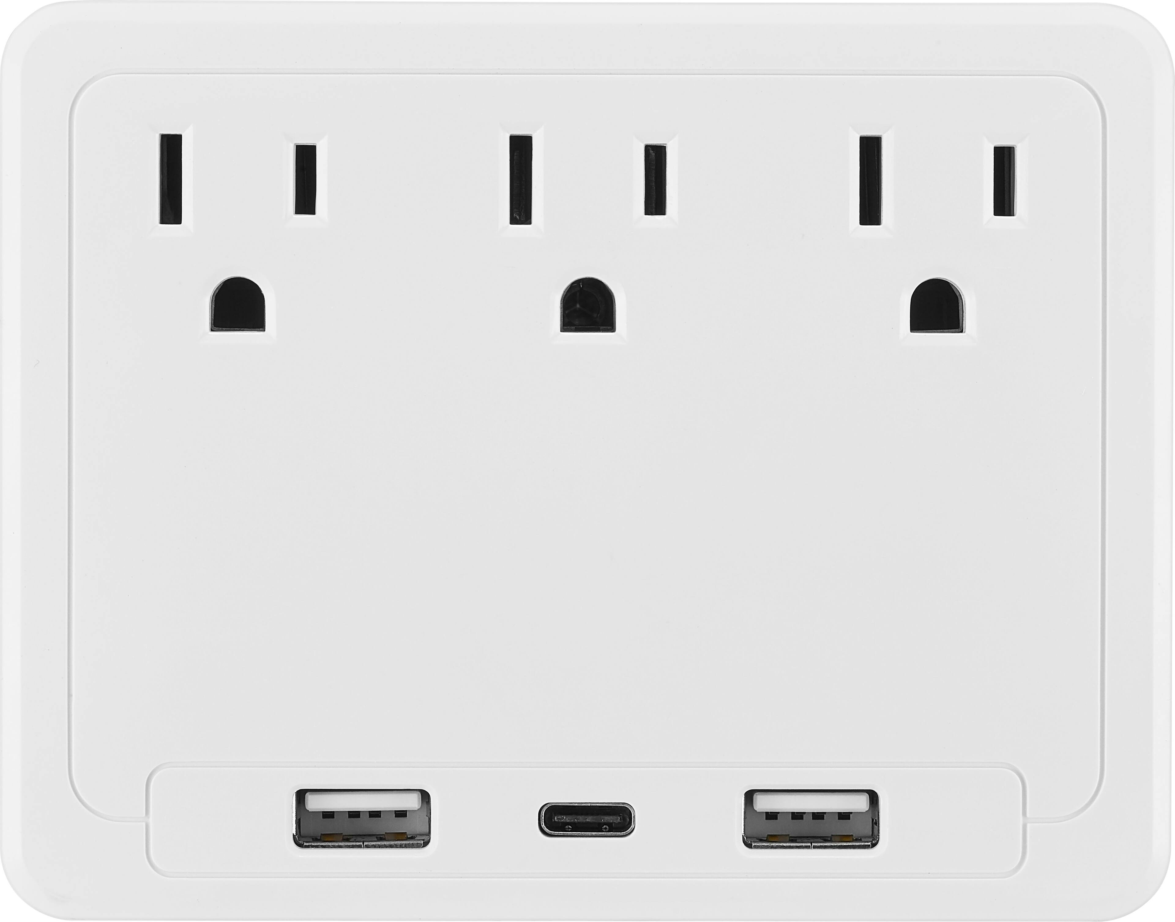 Alt View 12. Insignia™ - 3 Outlet/3 USB 600 Joules Surge Protector - White.