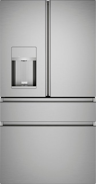 Front Zoom. Café - Modern Glass 27.8 Cu. Ft. 4-Door French Door Smart Refrigerator - Platinum glass.