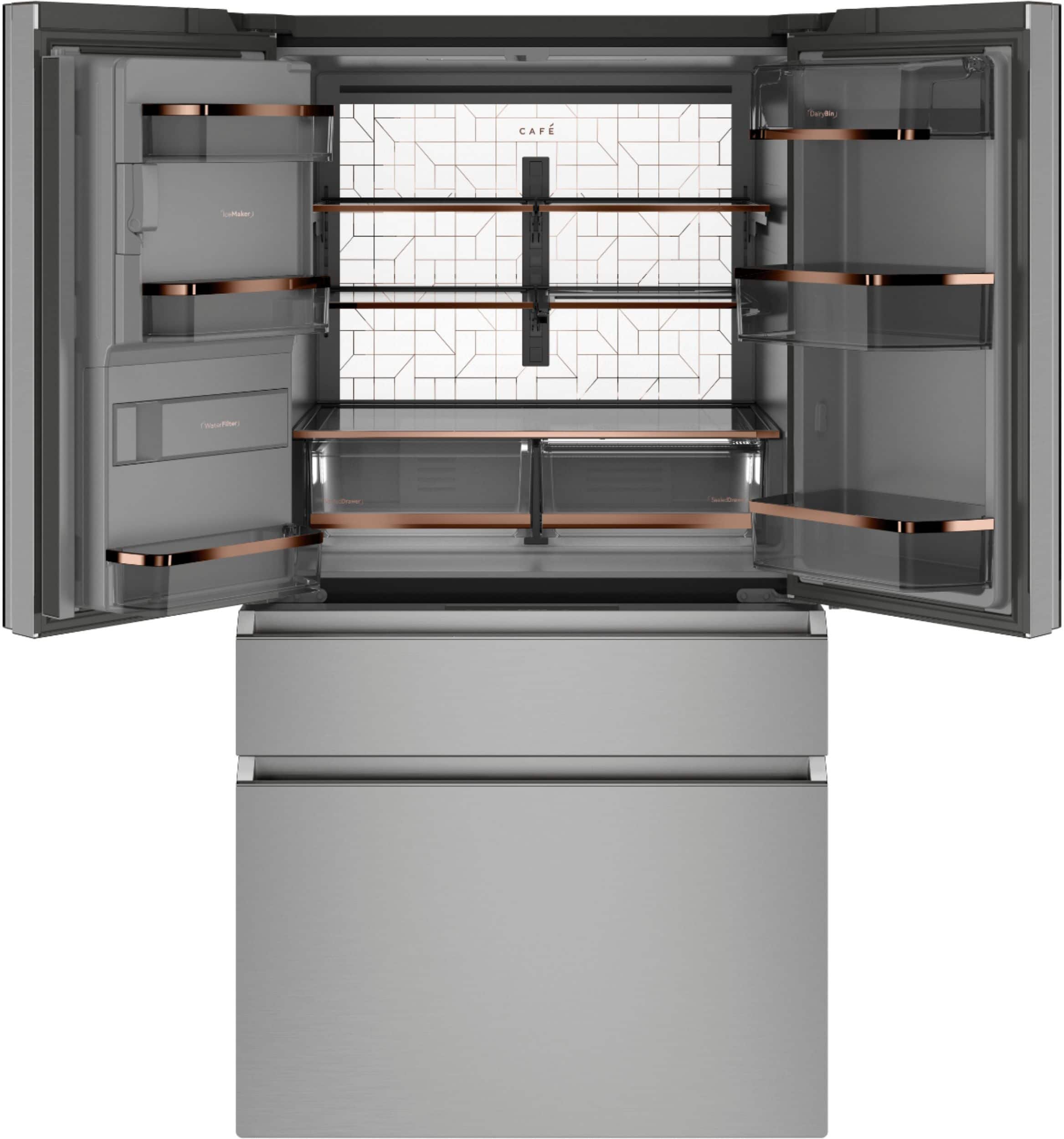 Alt View 2. Café - 27.8 Cu. Ft. 4-Door French Door Smart Refrigerator - Platinum Glass.