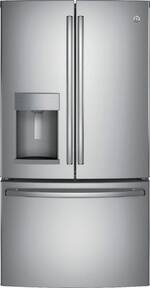 GE - 27.8 Cu. Ft. French Door-in-Door Refrigerator - Stainless steel - Front_Standard