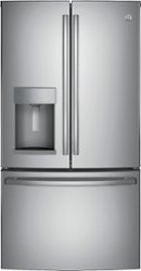 GE - 27.7 Cu. Ft. French Door-in-Door Refrigerator with External Water & Ice Dispenser - Stainless steel - Front_Zoom