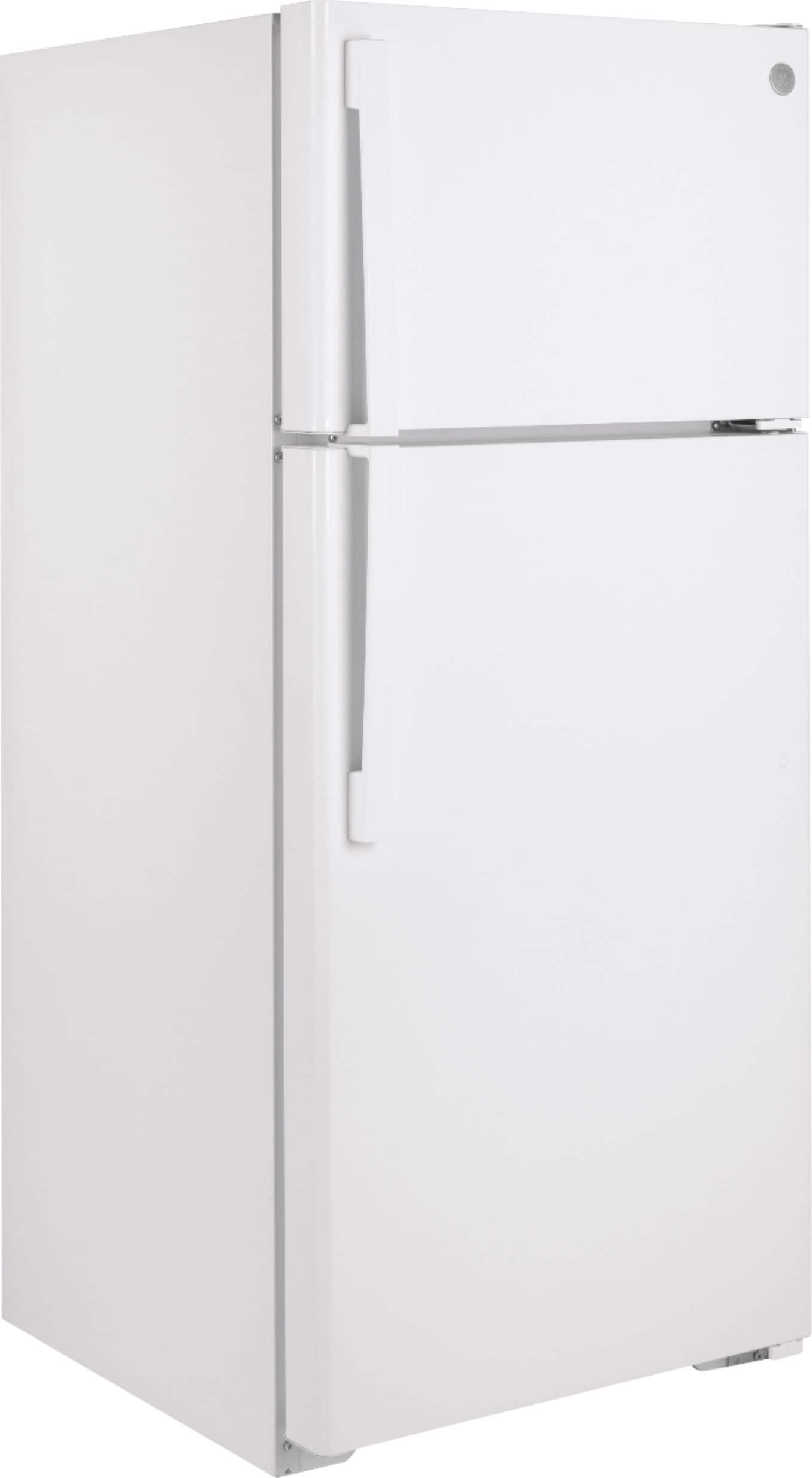 Angle. GE - 16.6 Cu. Ft. Top-Freezer Refrigerator - White.