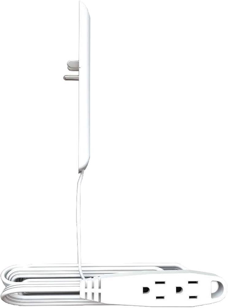 Front. Sleek Socket - 9' 2-Outlet Extension Power Cord with Wall Outlet Cover - White.