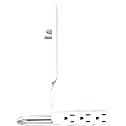 Sleek Socket - 3' 3-Outlet Extension Power Cord with Wall Outlet Cover - White