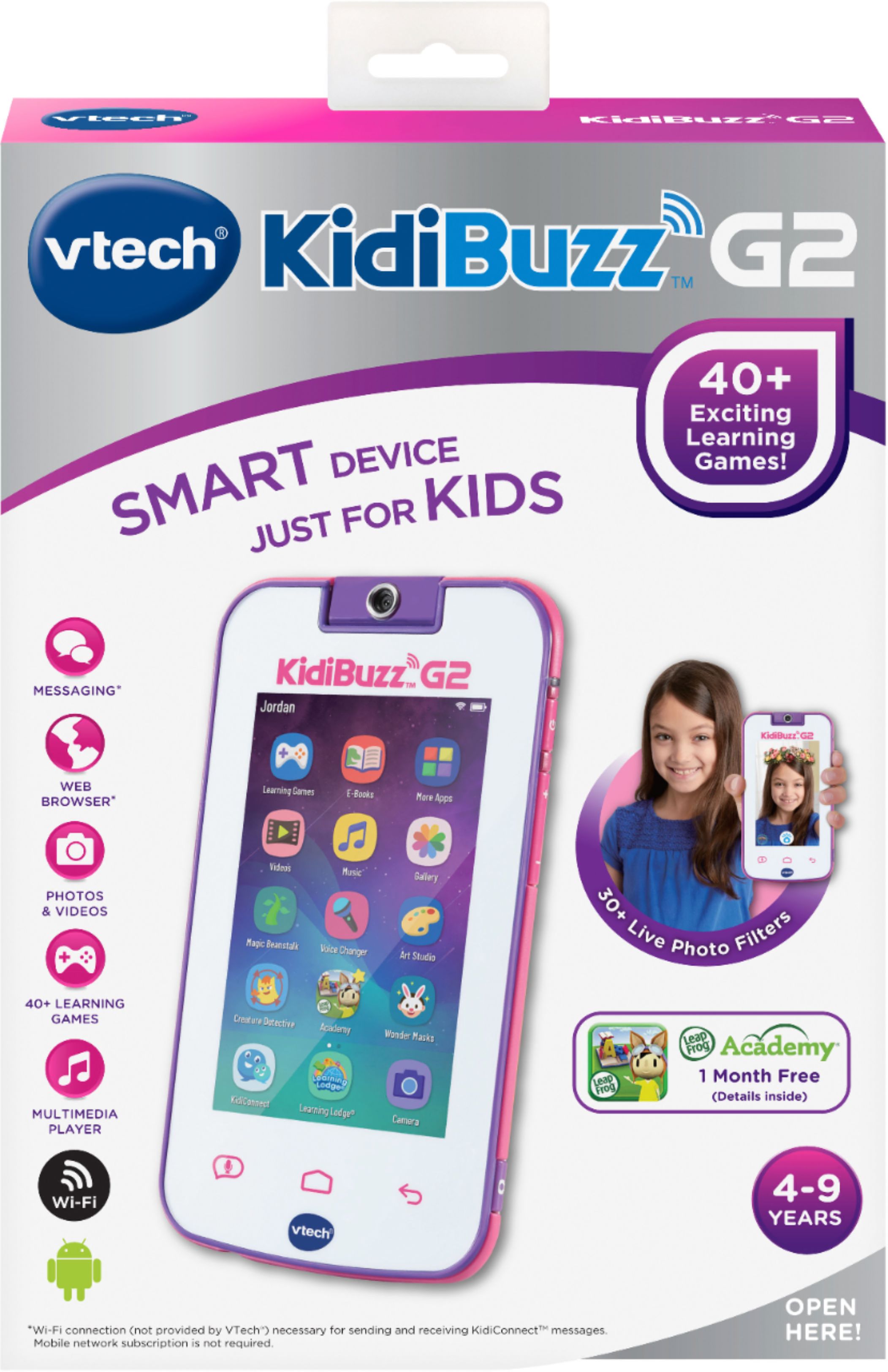 VTech KidiBuzz G2 1866 Smart Device for Kids with KidiConnect Pink 