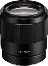 Front. Sony - 35mm f/1.8 FE Wide-Angle Lens for Select E-Mount Cameras - Black.