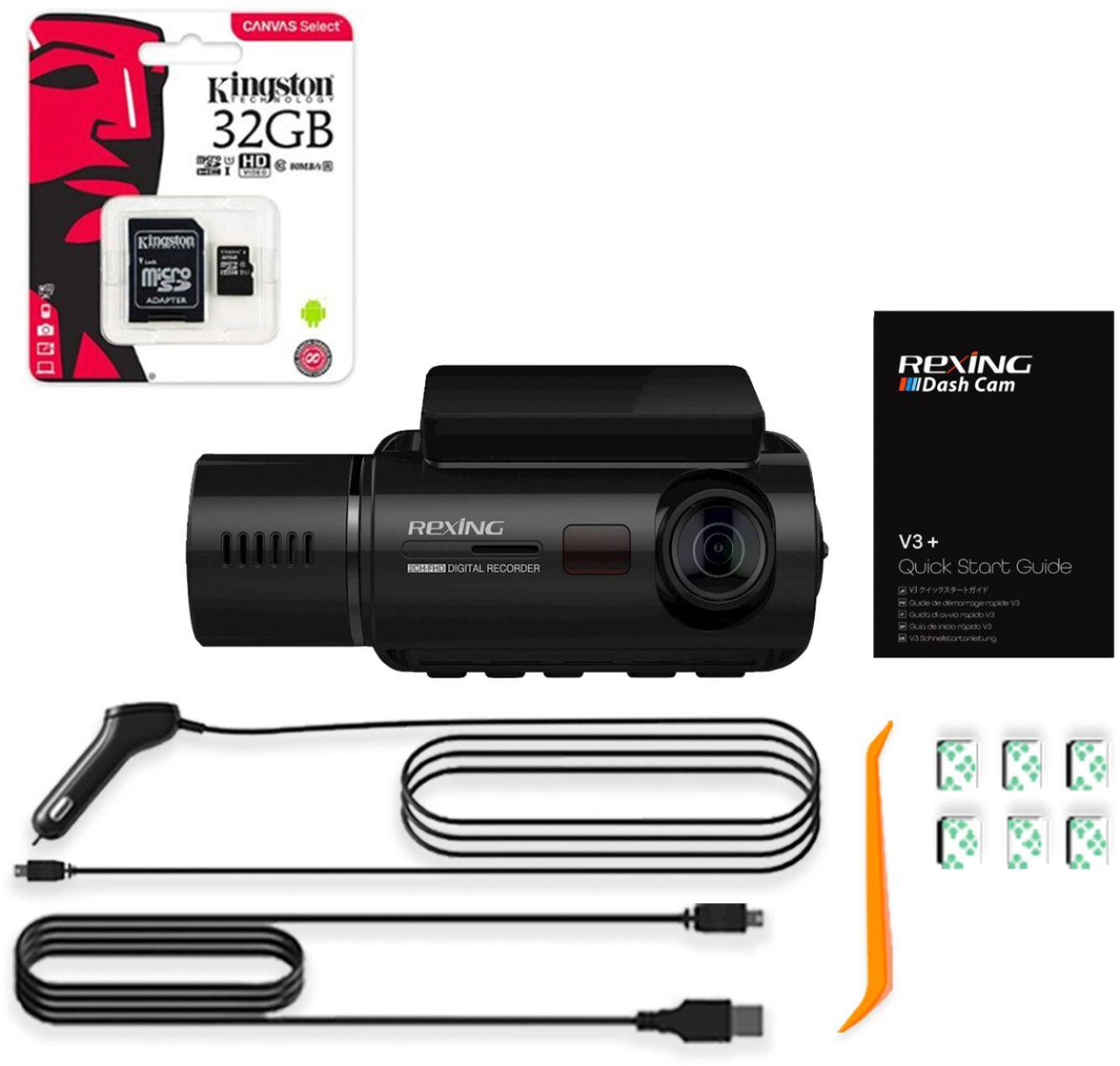 Alt View 15. Rexing - V3 Front and Cabin Dash Cam - Black.