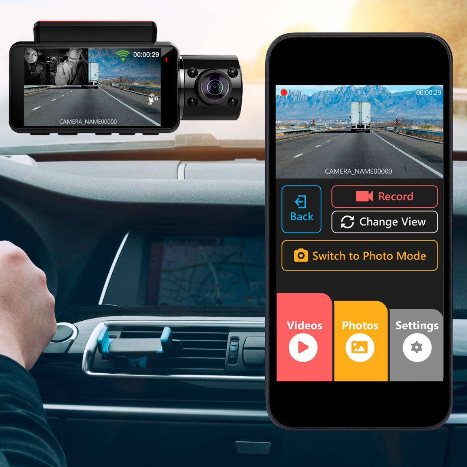 Alt View 19. Rexing - V3 Front and Cabin Dash Cam - Black.