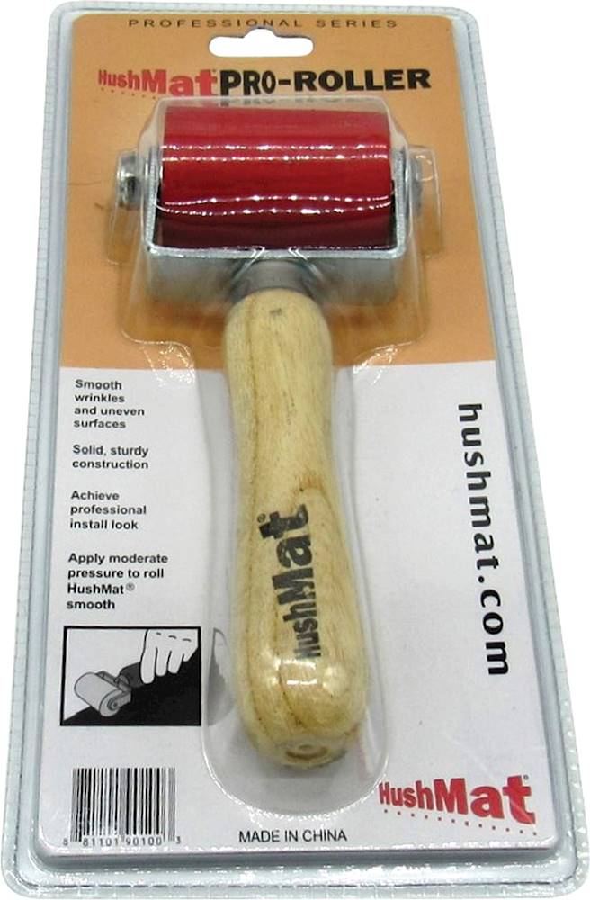 HushMat - Pro Installation Roller Heavy Duty Wood Handle with Rubber Roller, Durable Construction - Red