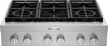 KitchenAid - Commercial-Style 36" Built-In Gas Cooktop - Stainless steel - Front_Zoom
