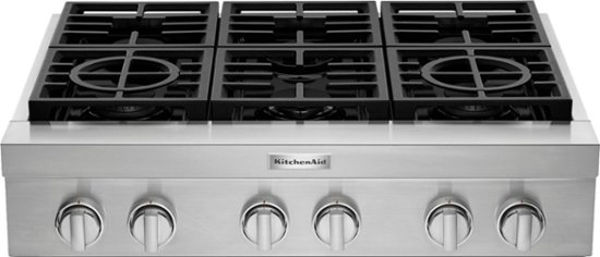 Shop KitchenAid - Commercial-Style 36" Built-In Gas Cooktop - Stainless steel from Best Buy on Openhaus