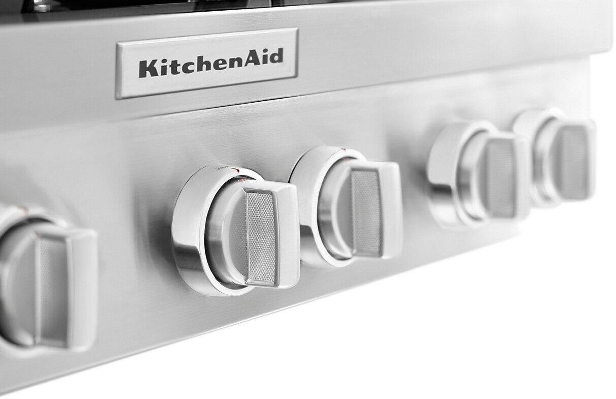 Alt View 15. KitchenAid - Commercial-Style 36" Built-In Gas Cooktop - Stainless steel.