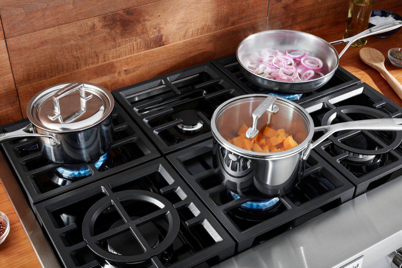 Alt View 18. KitchenAid - Commercial-Style 36" Built-In Gas Cooktop - Stainless steel.