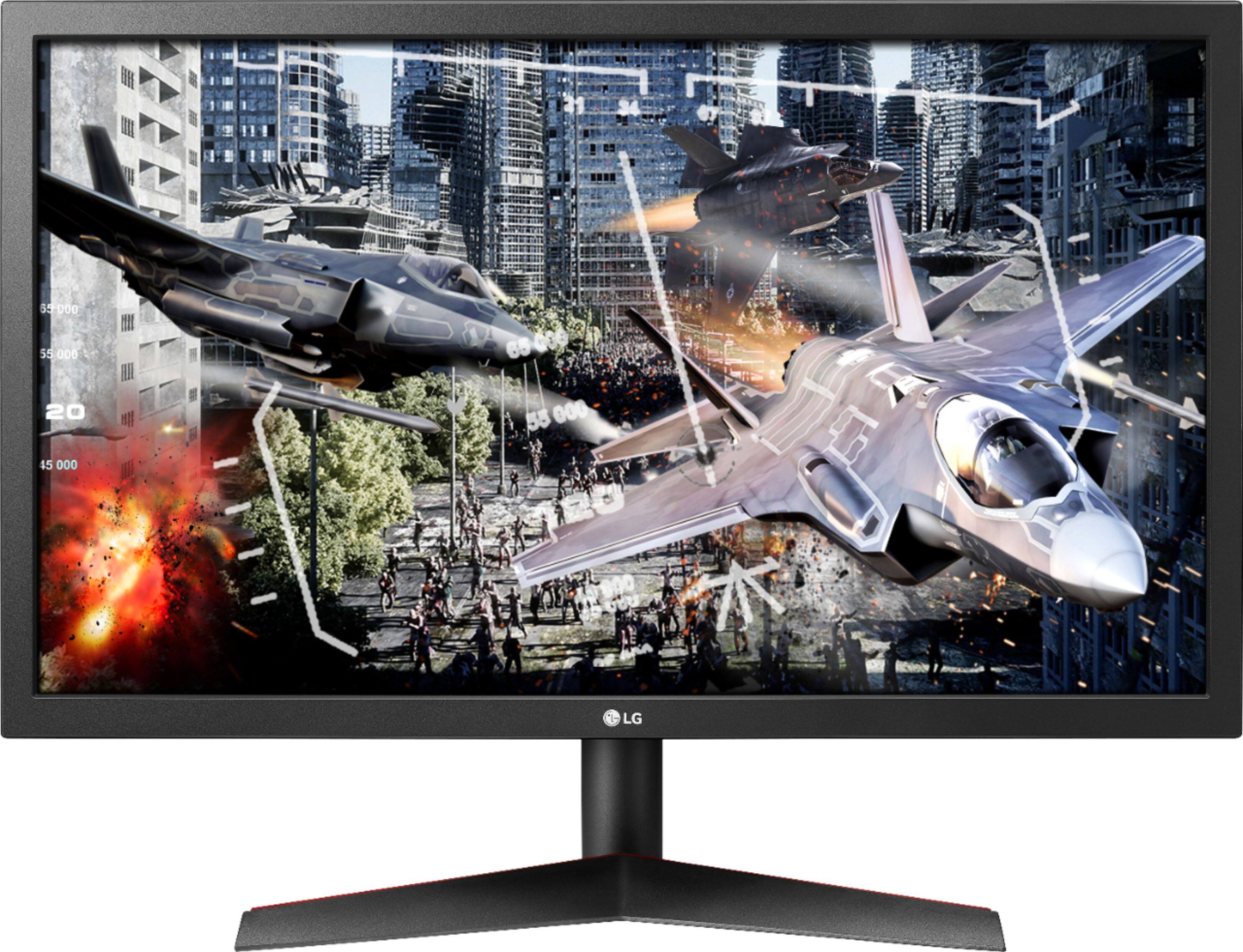Front. LG - Geek Squad Certified Refurbished UltraGear 24" LED FHD FreeSync Monitor - Black.