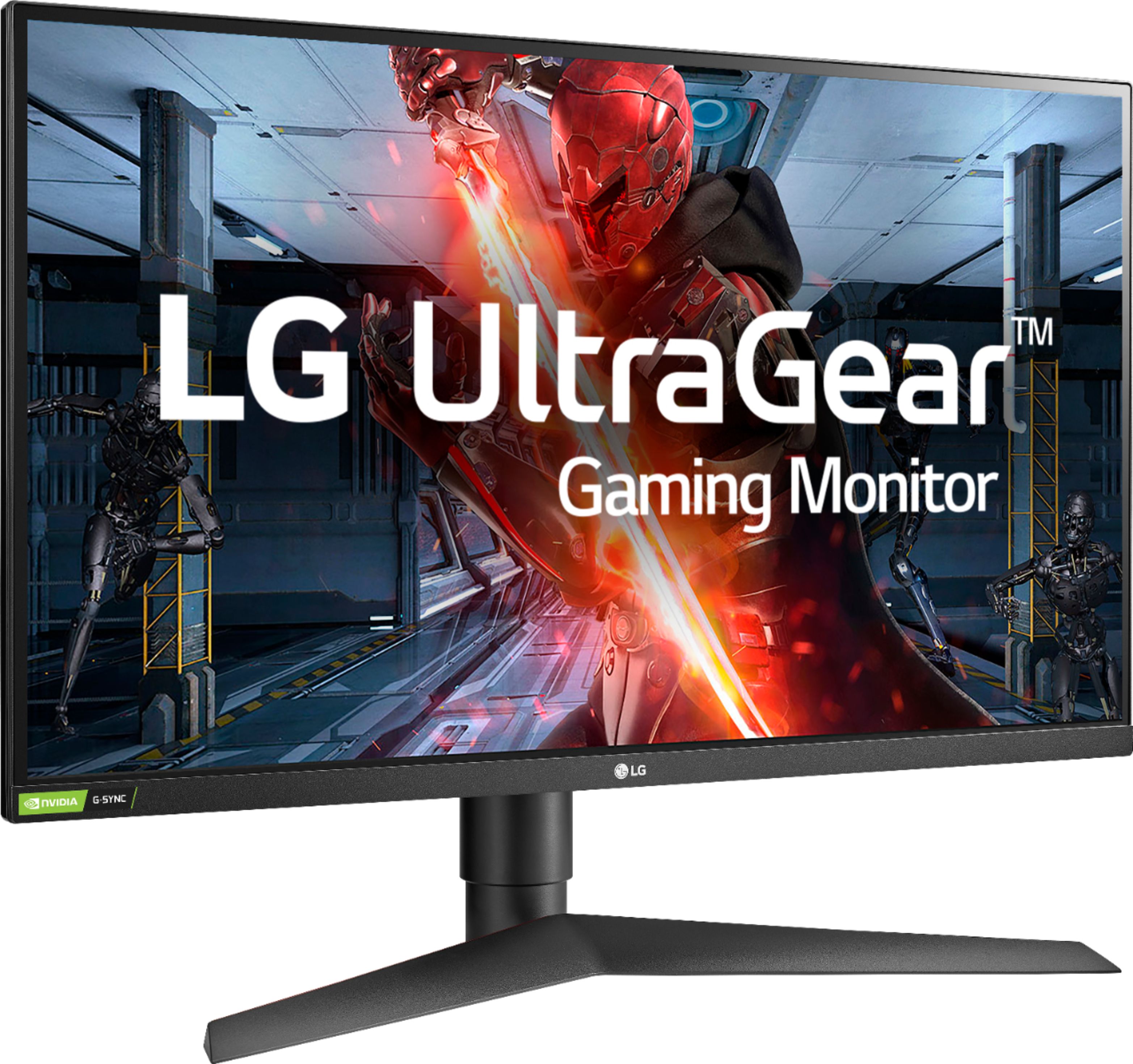 Angle View: LG - Geek Squad Certified Refurbished UltraGear 27" IPS LED QHD FreeSync Monitor with HDR - Black