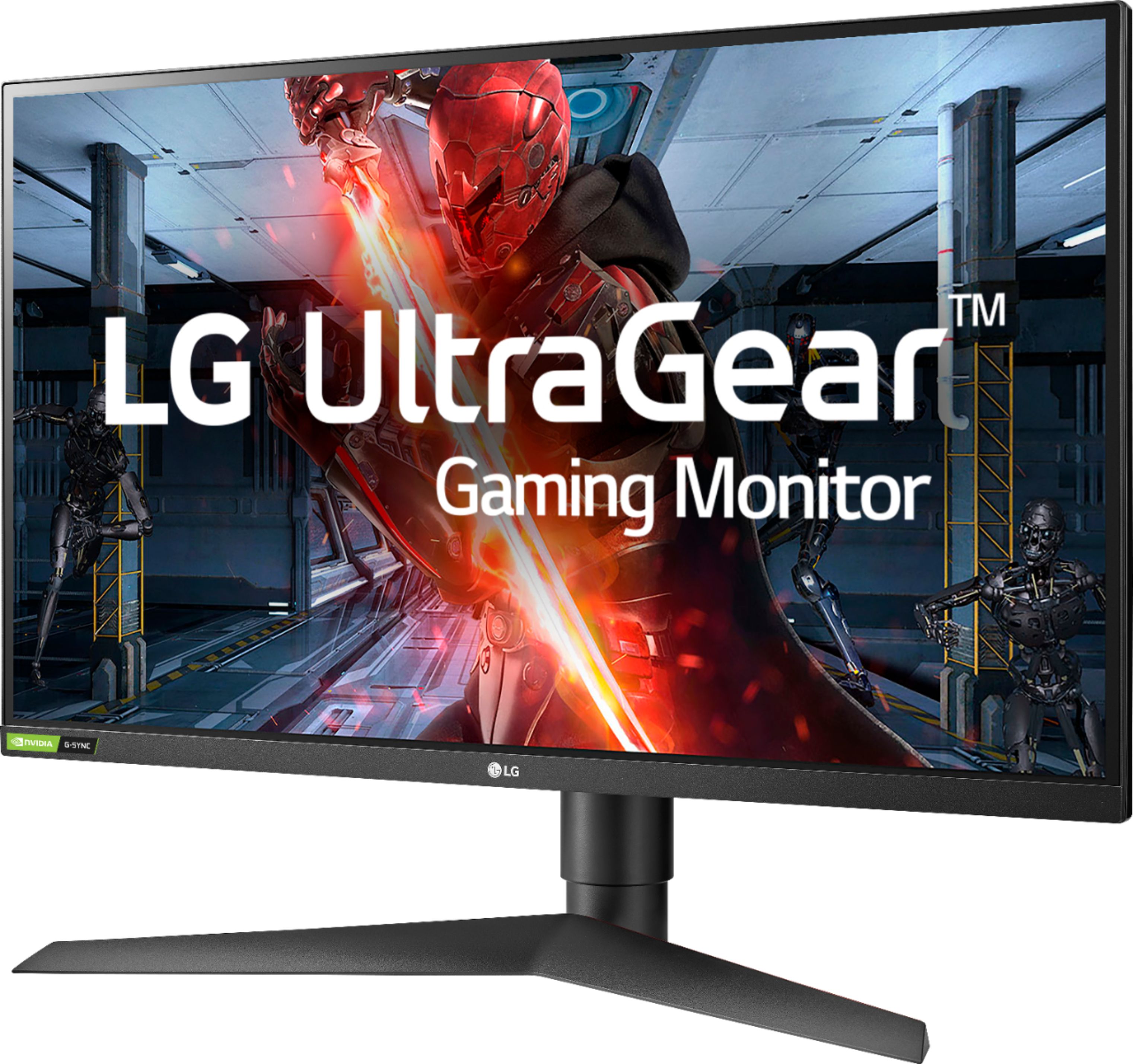 Left View: LG - Geek Squad Certified Refurbished UltraGear 27" IPS LED QHD FreeSync Monitor with HDR - Black