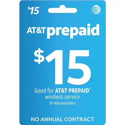 Front. AT&T Prepaid - $15 Refill Code.
