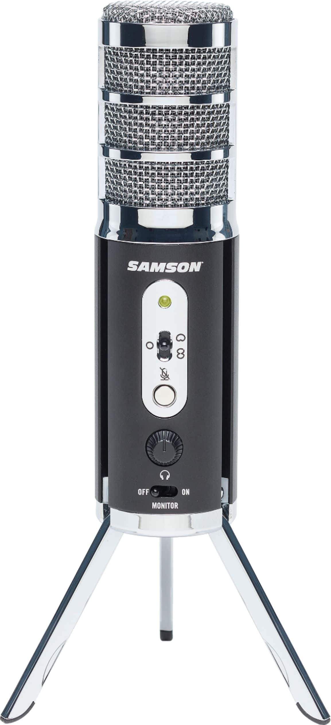 Front. Samson - Satellite iOS/USB Broadcast Microphone - Silver.