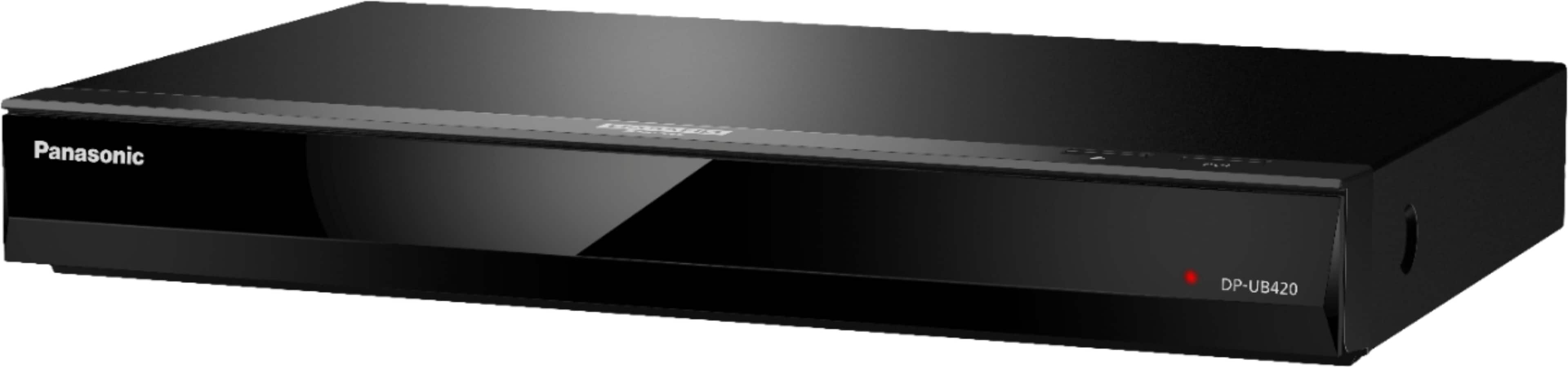 Left. Panasonic - Streaming 4K Ultra HD Hi-Res Audio DVD/CD/3D Wi-Fi Built-In Blu-Ray Player, DP-UB420-K - Black.