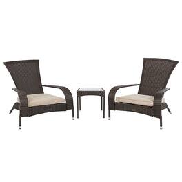 Patio Sense - Coconino Wicker Conversation Set Lightweight & Durable Adirondack Style Chairs All Weather Wicker - Mocha