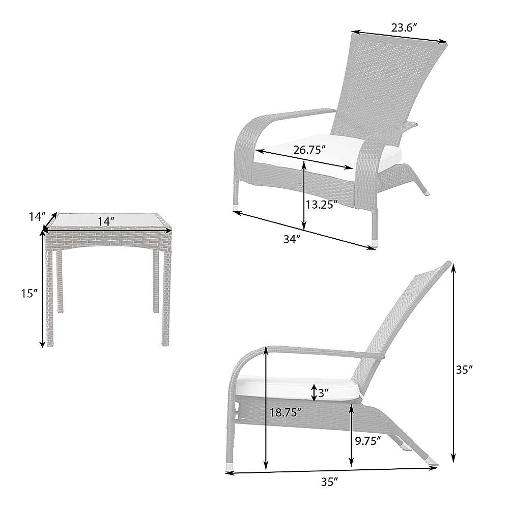 Alt View 14. Patio Sense - Coconino Mocha Wicker 3-Piece Chat Set - Mocha.