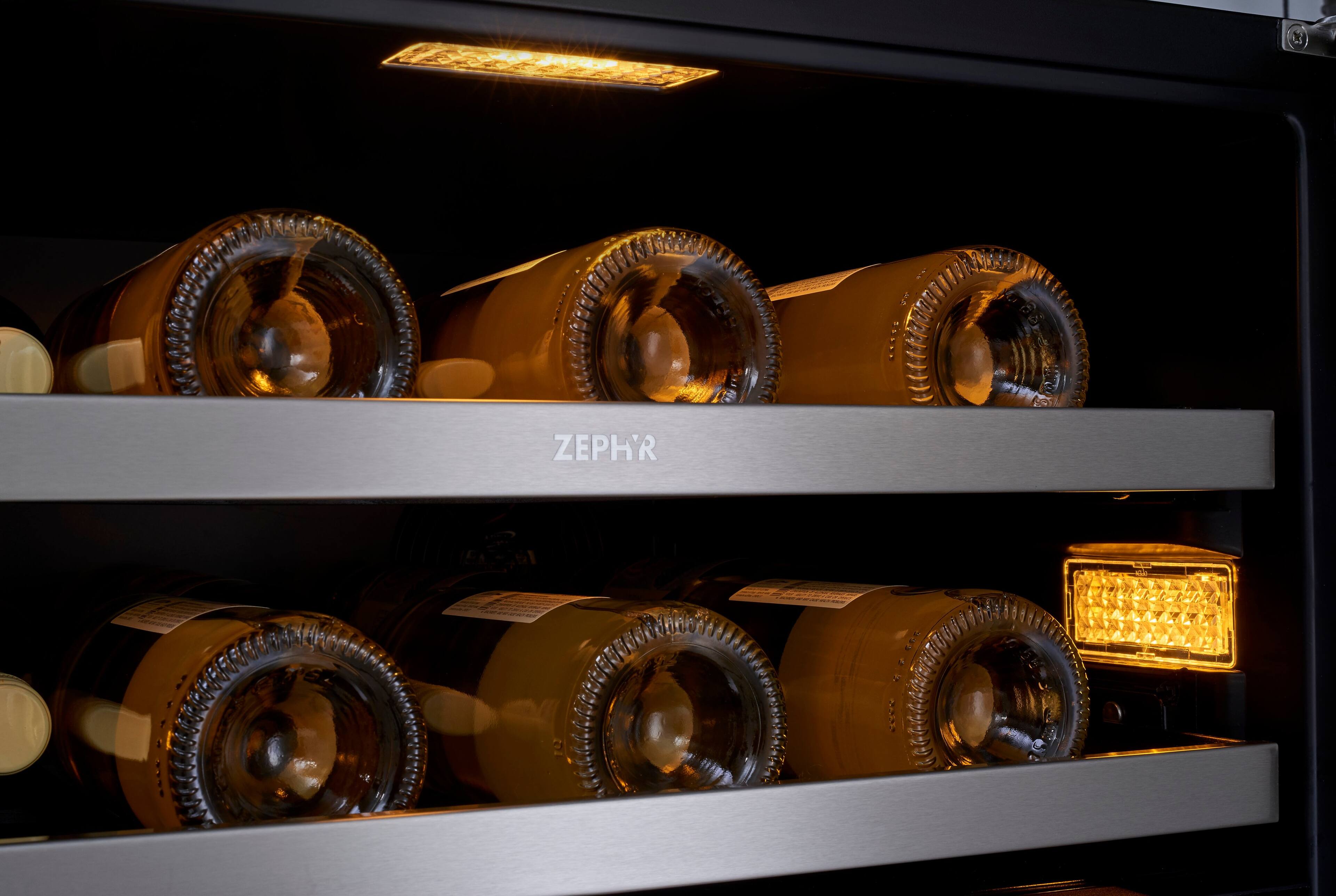 Alt View 21. Zephyr - Presrv 24 in. 45-Bottle Dual Zone Under Counter Wine Cooler - Stainless Steel + Glass.