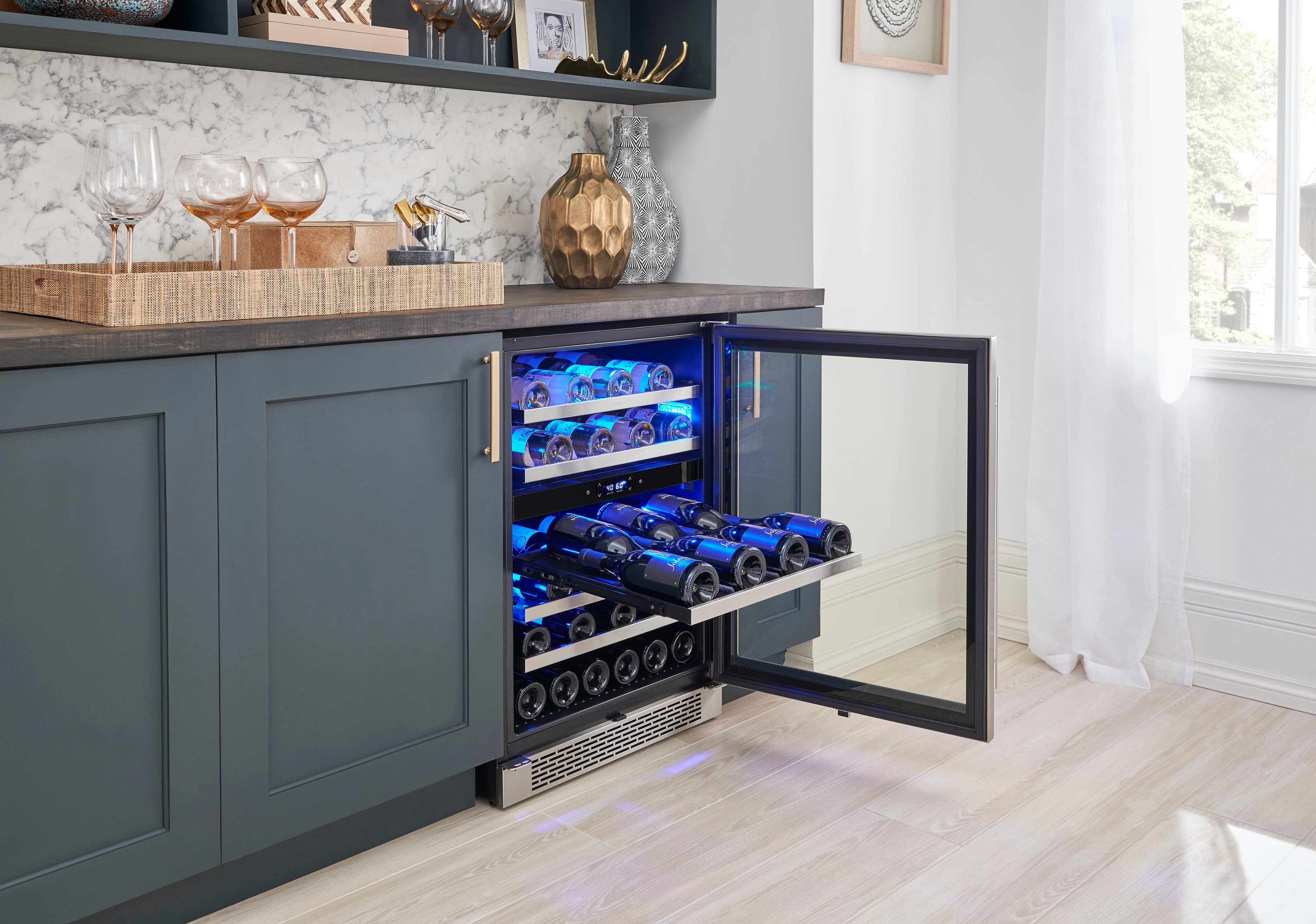 Alt View 22. Zephyr - Presrv 24 in. 45-Bottle Dual Zone Under Counter Wine Cooler - Stainless Steel + Glass.