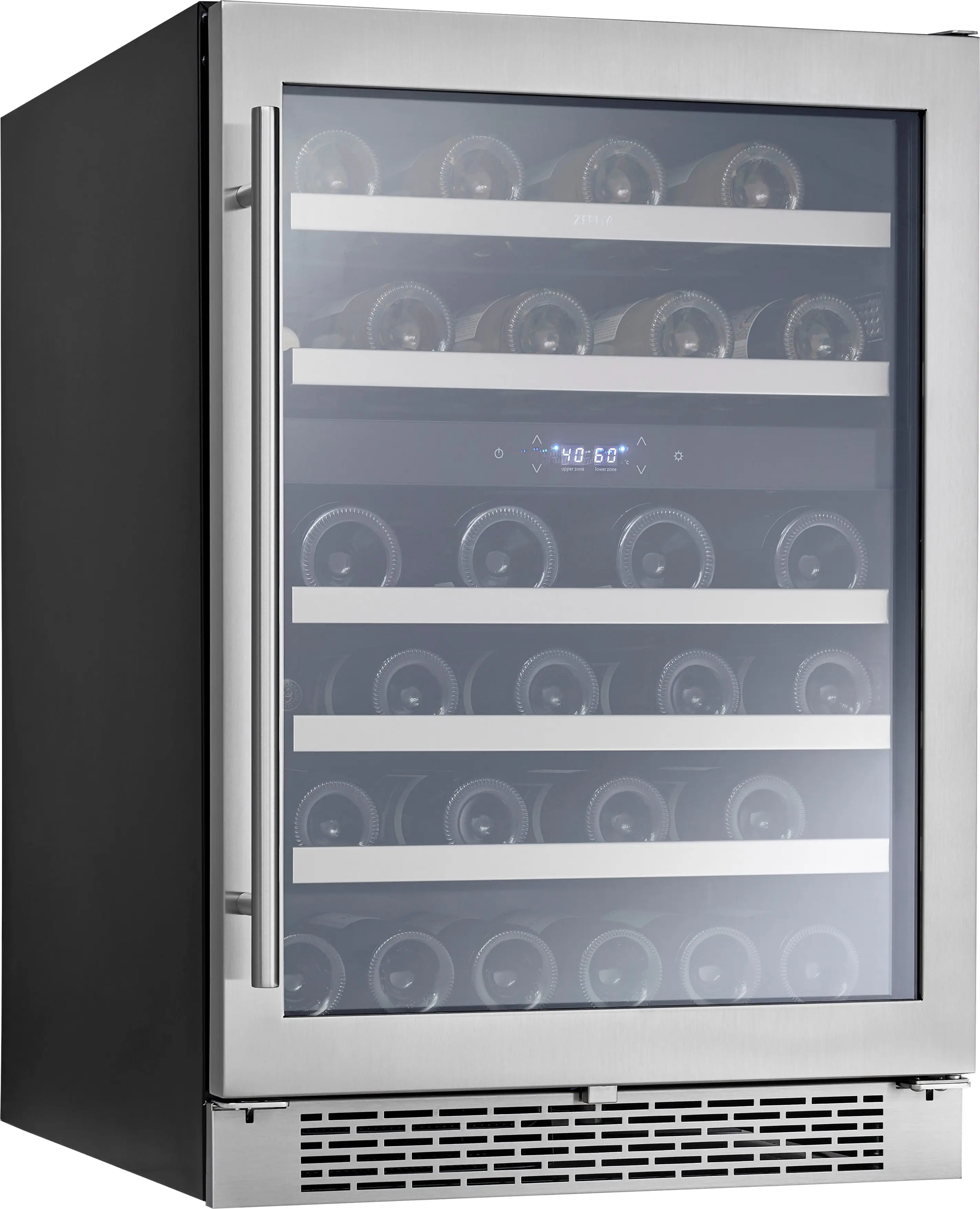 Alt View 15. Zephyr - Presrv 24 in. 45-Bottle Dual Zone Under Counter Wine Cooler - Stainless Steel + Glass.