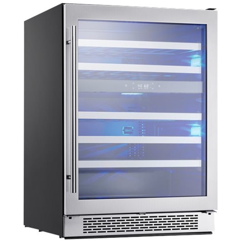 Left View: Zephyr - Presrv 24 in. 45-Bottle Dual Zone Under Counter Wine Cooler - Stainless Steel/Glass