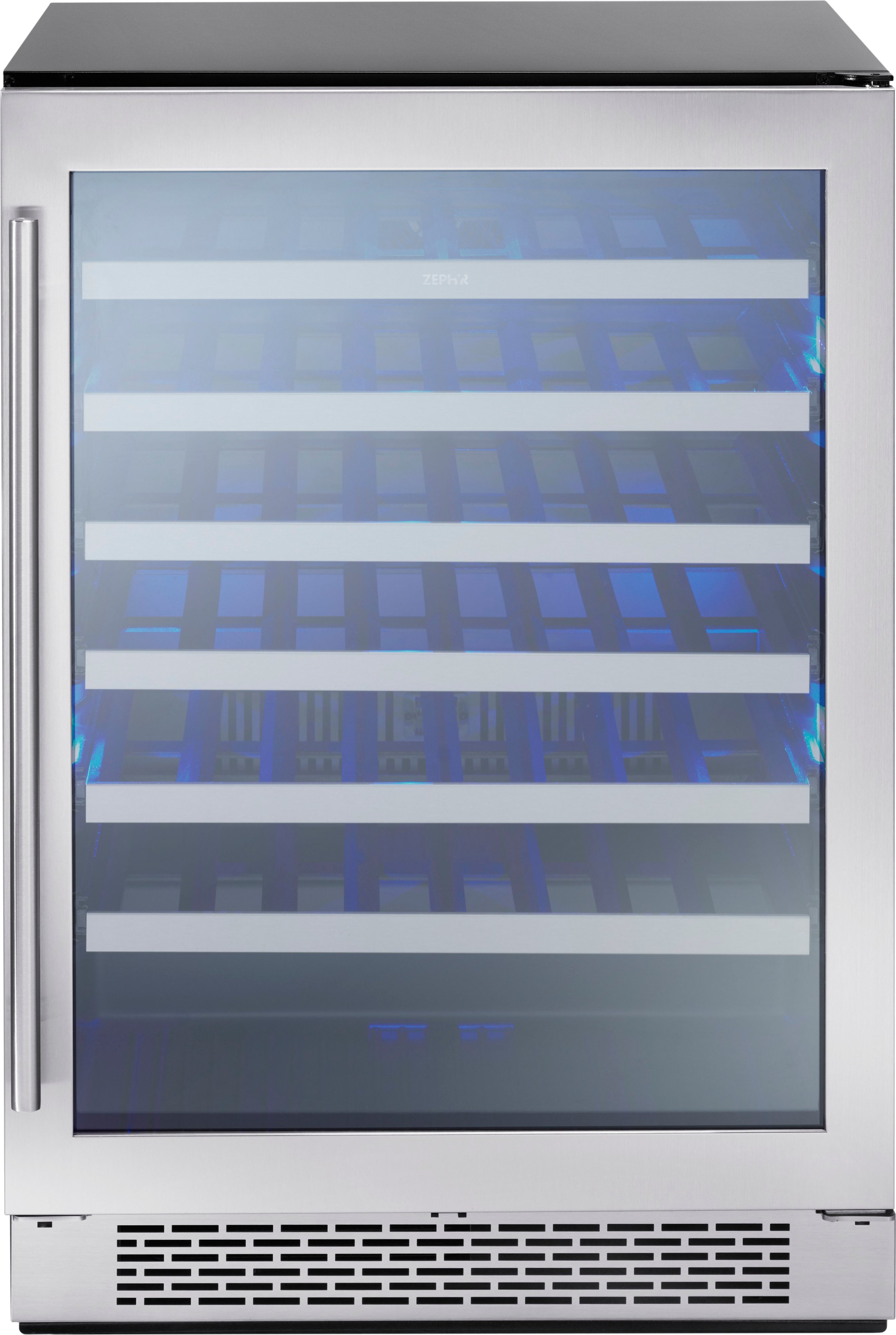 Angle View: Zephyr - Presrv 24 in. 53-Bottle Wine Cooler with Single Temperature Zone and 39 dBA - Stainless Steel/Glass