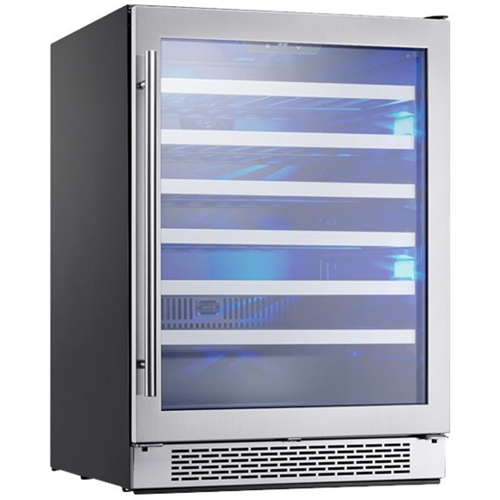 Left View: Zephyr - Presrv 24 in. 53-Bottle Wine Cooler with Single Temperature Zone and 39 dBA - Stainless Steel/Glass