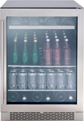 Zephyr - Presrv 24 in. 7-Bottle and 112 Can Single Zone Beverage Cooler - Stainless Steel/Glass - Front_Zoom