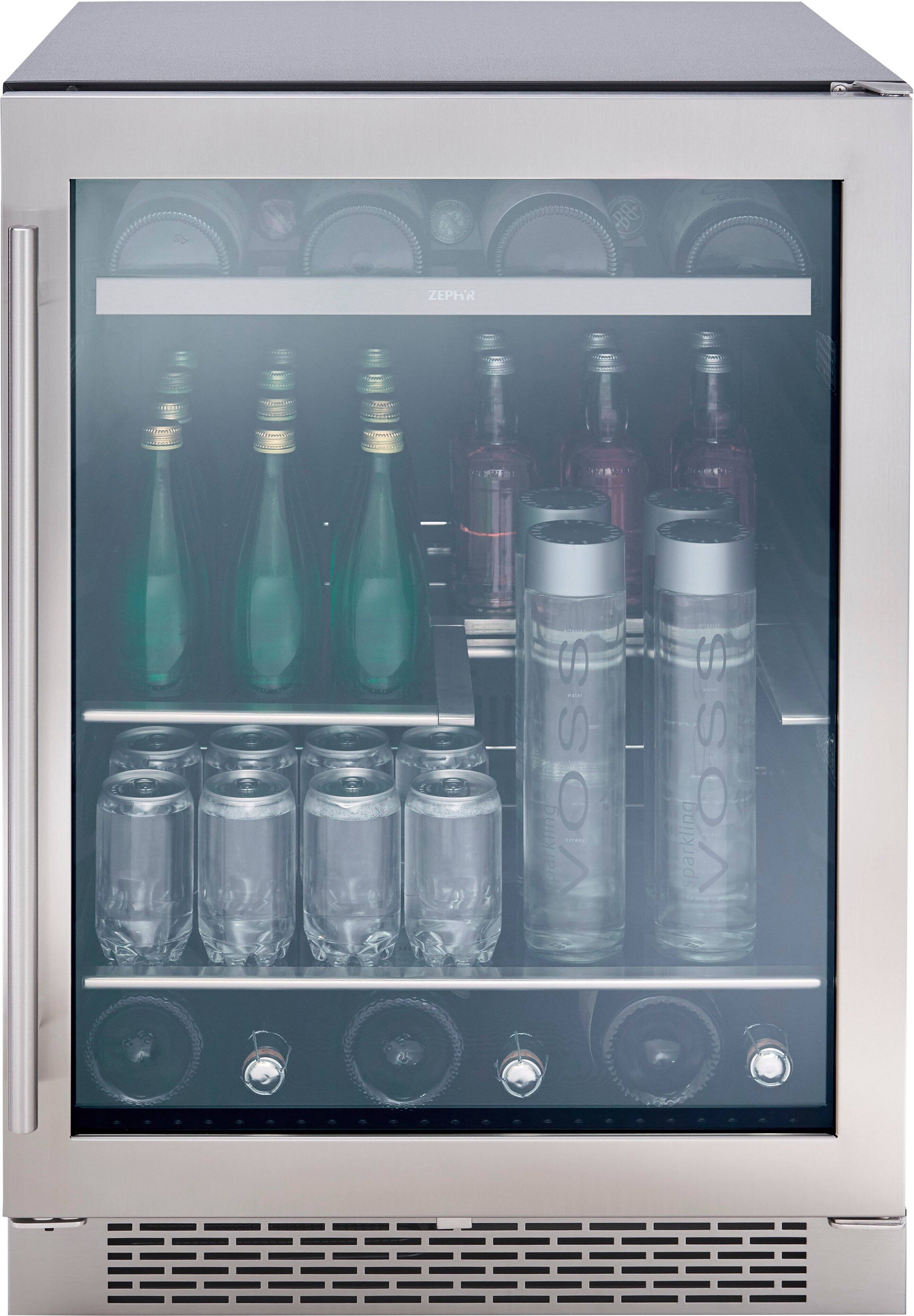 Alt View 17. Zephyr - Presrv 24 in. 7-Bottle and 112 Can Single Zone Beverage Cooler - Silver.