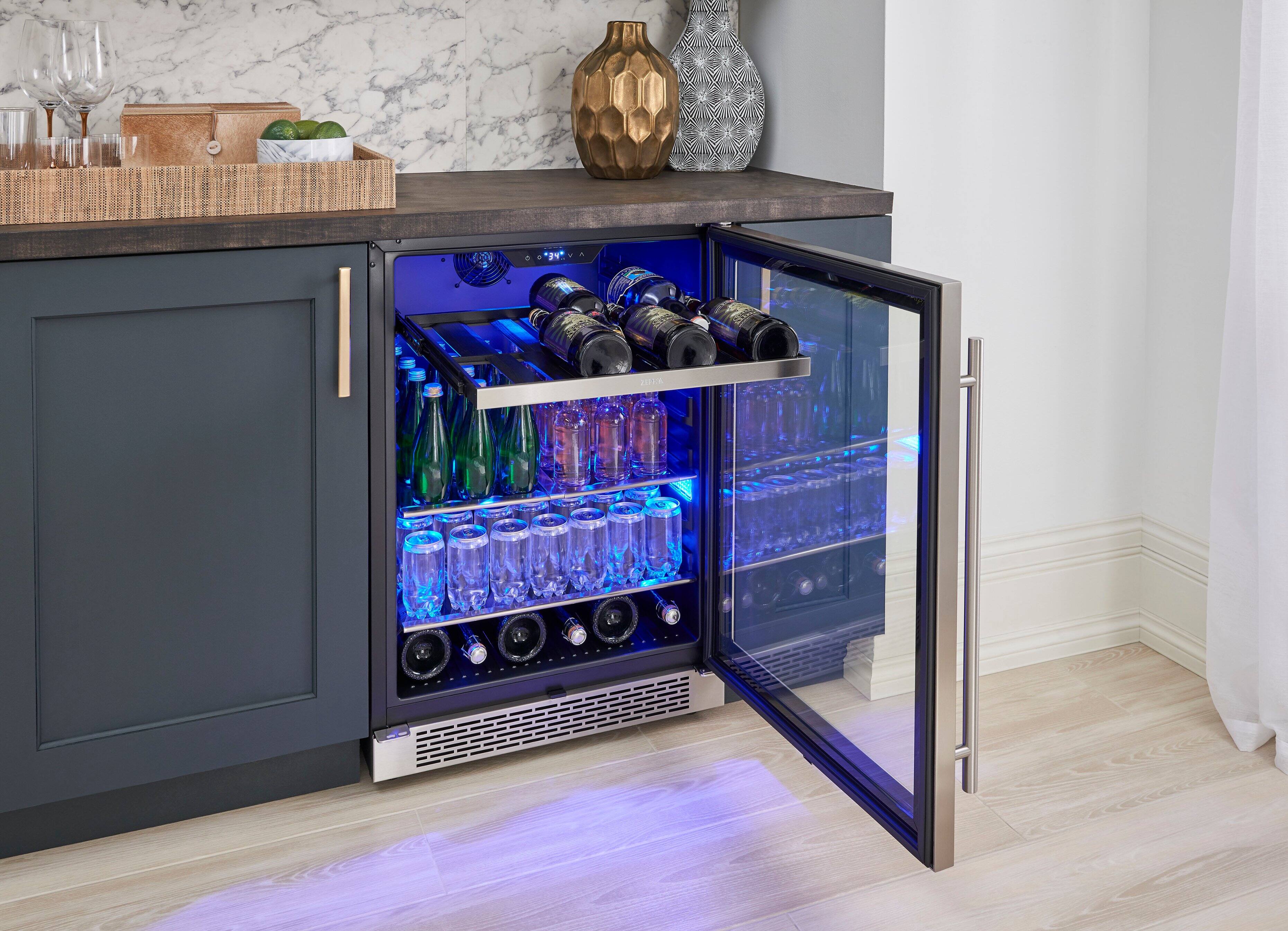 Alt View 22. Zephyr - Presrv 24 in. 7-Bottle and 112 Can Single Zone Beverage Cooler - Silver.