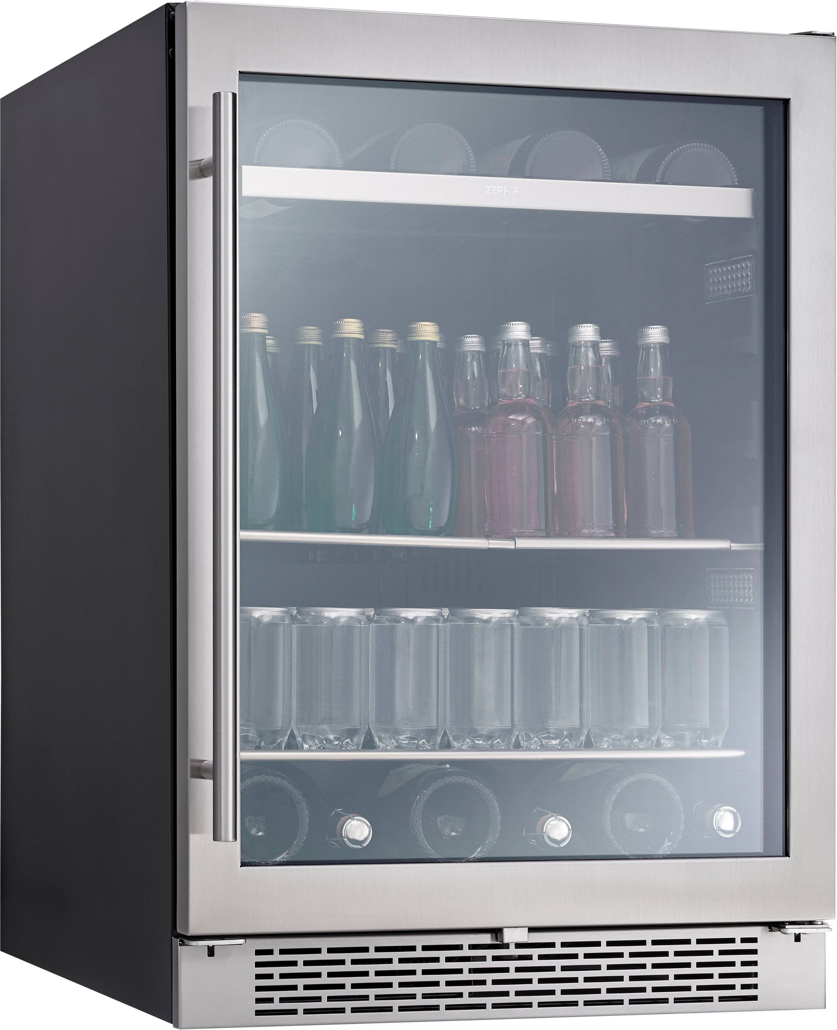 Alt View 24. Zephyr - Presrv 24 in. 7-Bottle and 112 Can Single Zone Beverage Cooler - Silver.