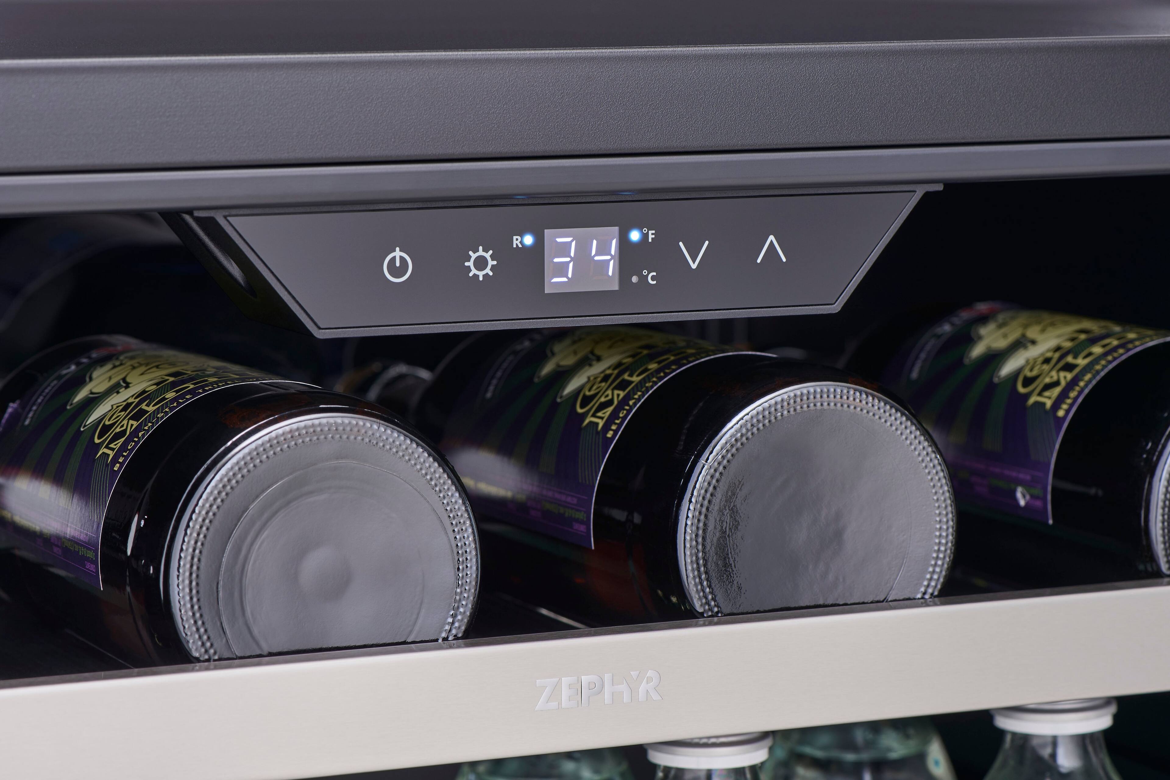 Alt View 27. Zephyr - Presrv 24 in. 7-Bottle and 112 Can Single Zone Beverage Cooler - Silver.