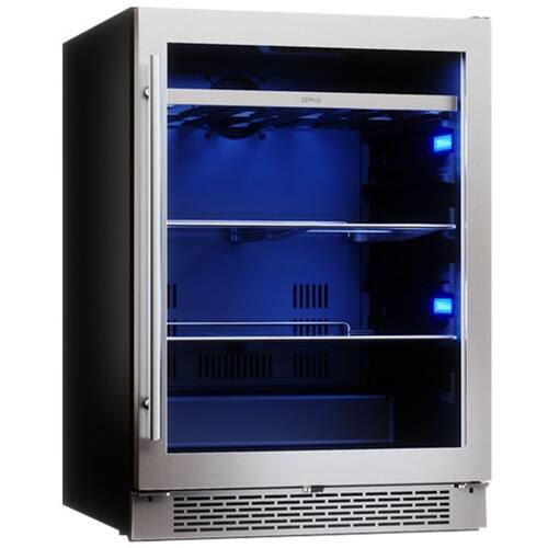 Left. Zephyr - Presrv 24 in. 7-Bottle and 112 Can Single Zone Beverage Cooler - Silver.