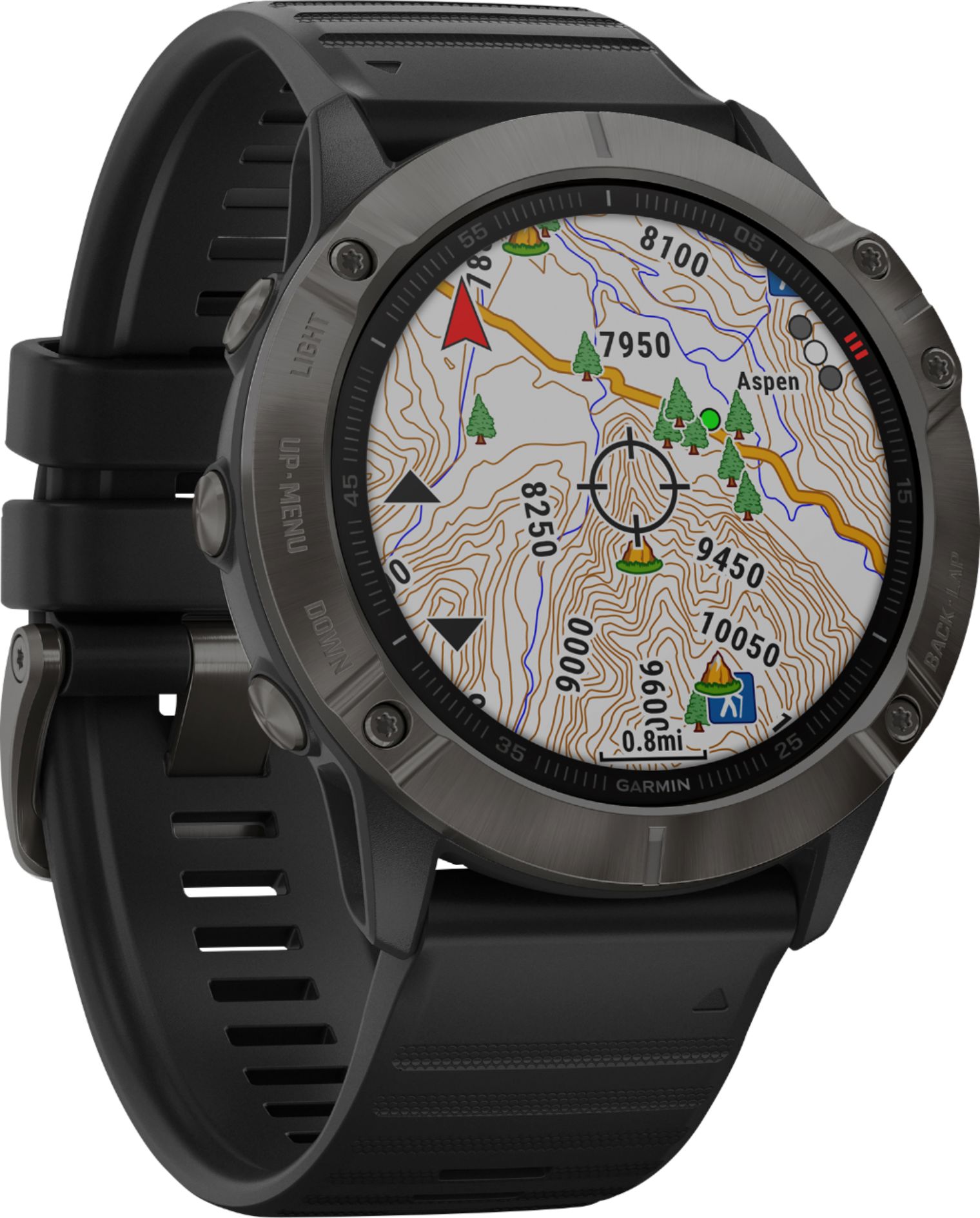 Angle View: Garmin - fēnix 6X Sapphire GPS Smartwatch 51mm Fiber-Reinforced Polymer - Black