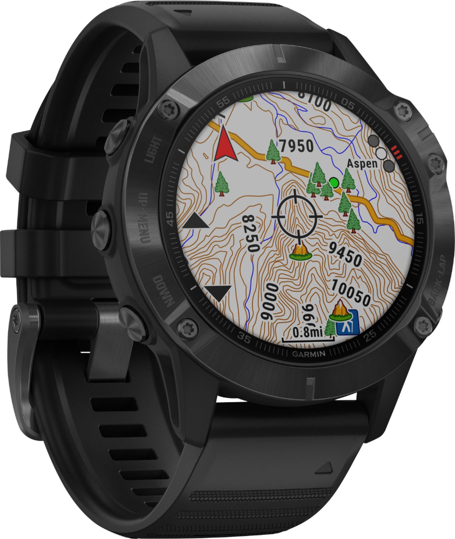 Angle View: Garmin - fēnix 6 Pro GPS Smartwatch 47mm Fiber-Reinforced Polymer - Black