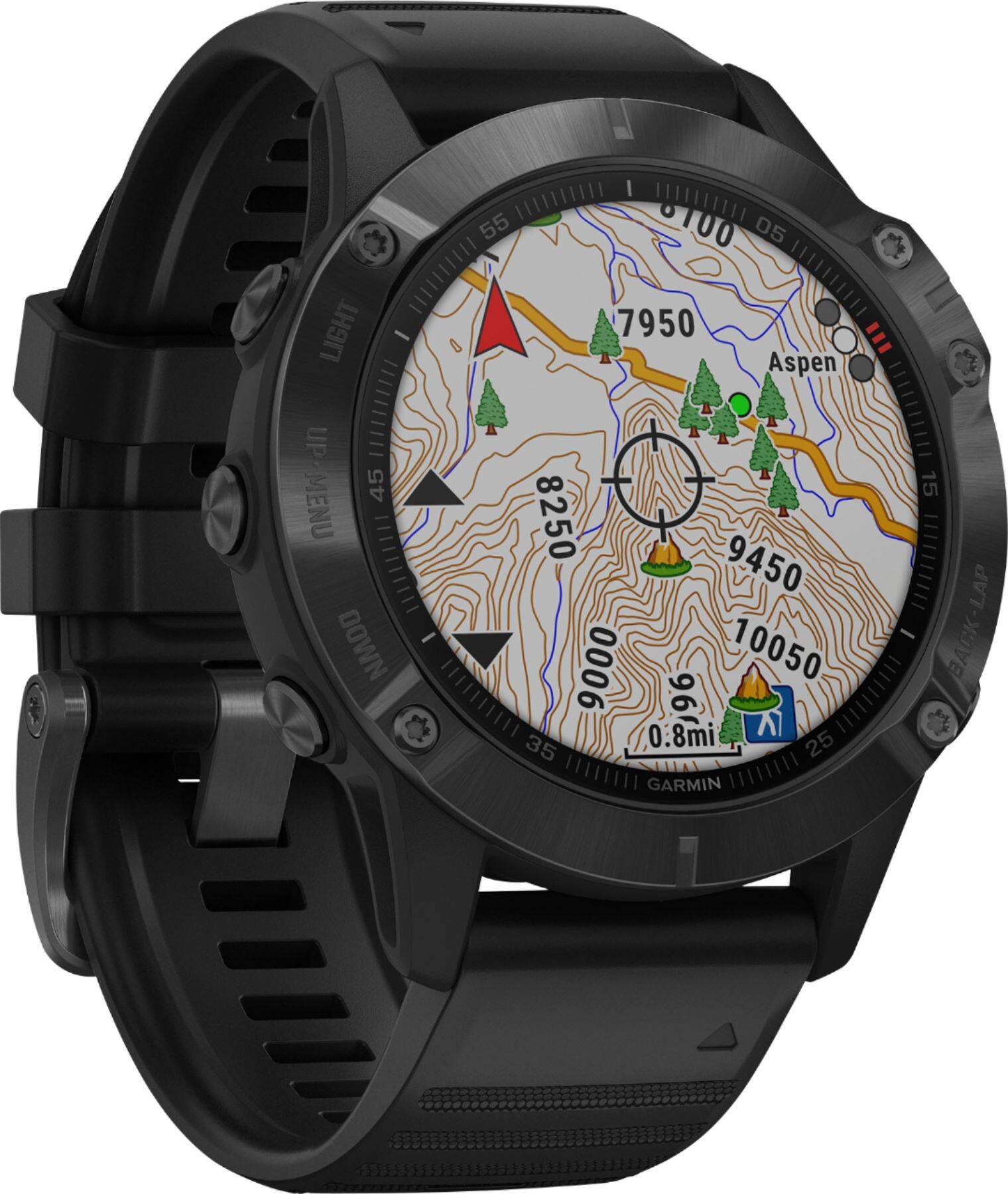 Angle. Garmin - fēnix 6 Pro GPS Smartwatch 47mm Fiber-Reinforced Polymer - Black.