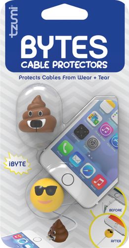 Tzumi - Bytes Connector Plug Protector (2-Pack) - Sunglasses/Poop Emoji