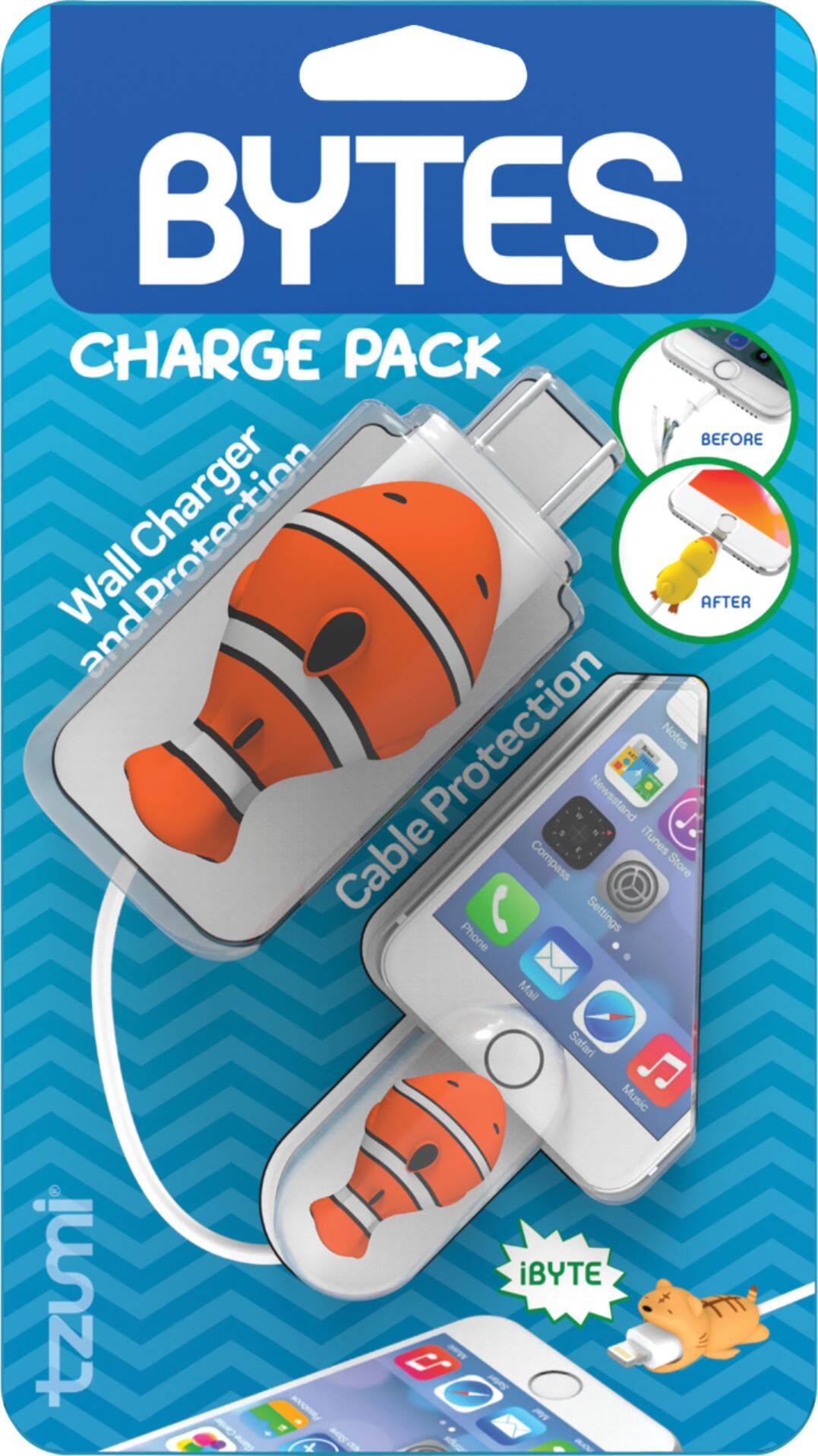 Angle View: Tzumi - Bytes Cable Protector Set - Clownfish
