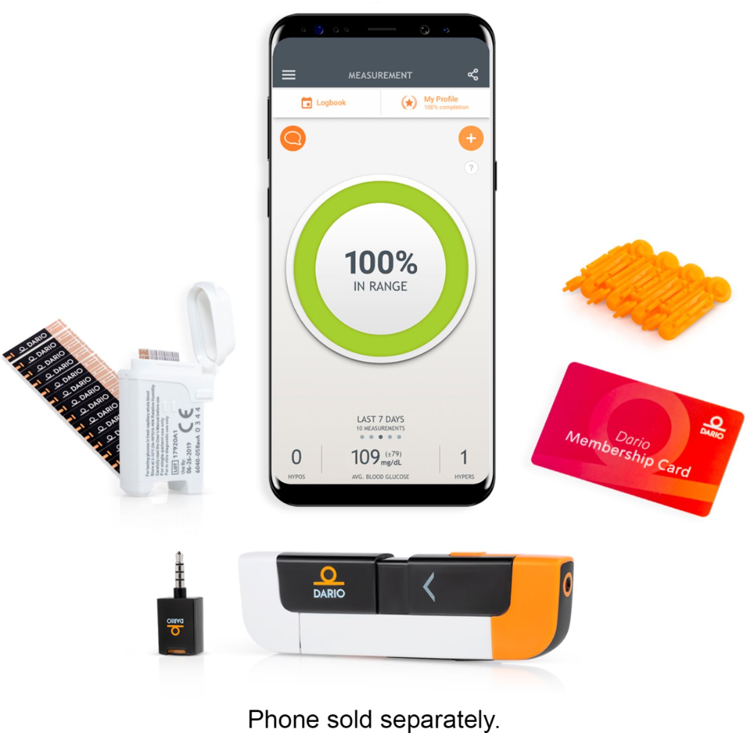 DARIO Blood Glucose Monitor Kit Test Your Blood Sugar Levels and Estimate  A1c After 3m. Kit