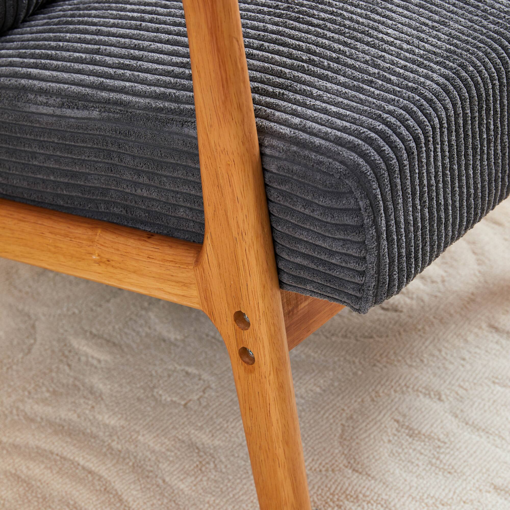 Alt View 8. GOODSILO - Mid-Century Modern Accent Arm Chair with Upholstered Cushion and Solid Wood Frame for Living Room or Bedroom - Antique Dark Grey.