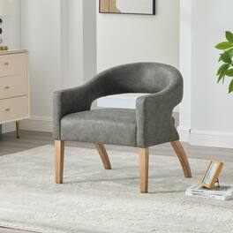 GOODSILO - Modern Upholstered Accent Armchair with Open Back Design and Solid Wood Legs for Dining and Living Spaces - Gray