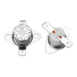 Unique Bargains - 2pcs KSD301 Thermostat 230°C/446°F 16A Normally Closed N.C Adjust Snap Disc Temperature Switch Ceramic - Silver