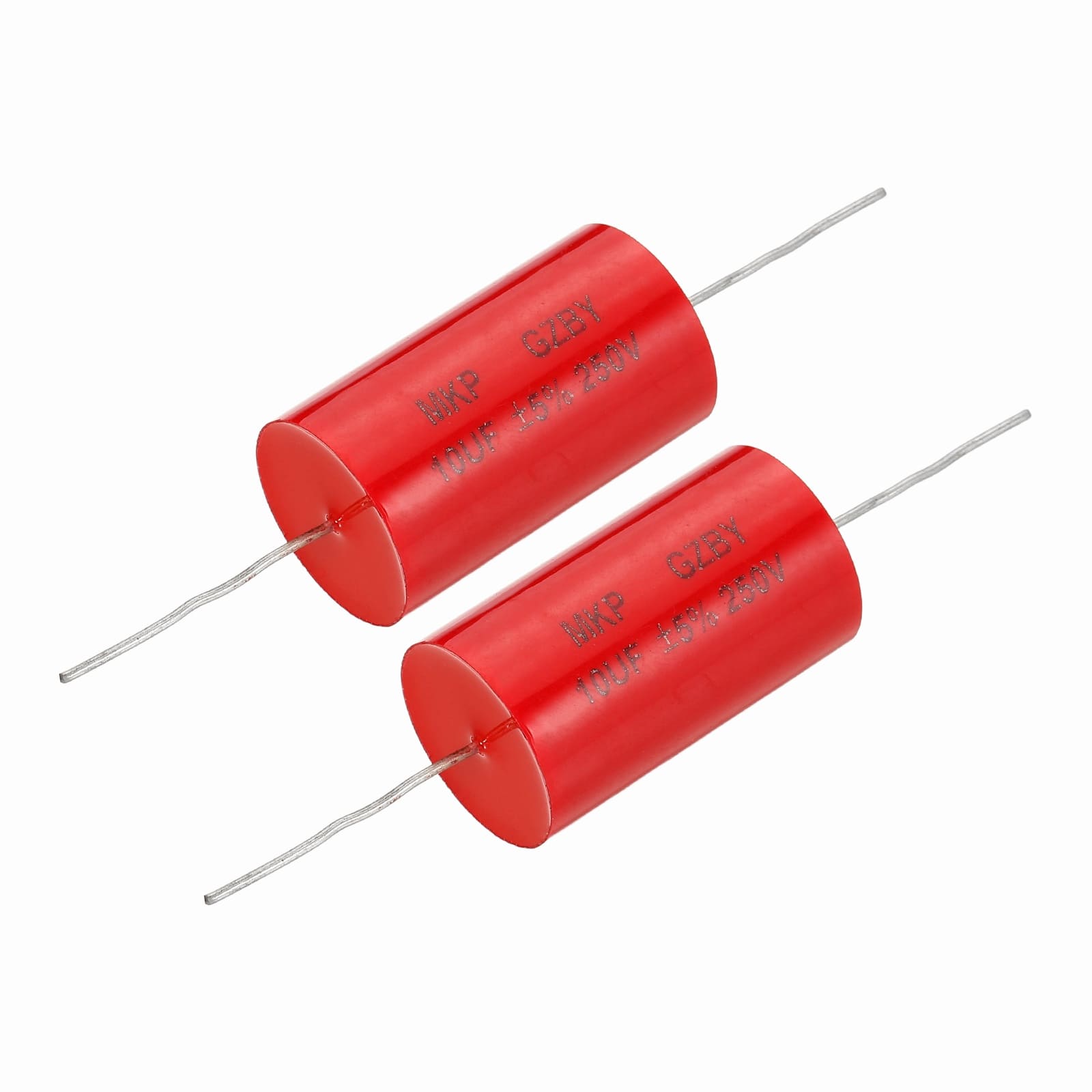 Unique Bargains - 2pcs 10uf Frequency Divider Capacitor, 250V Axial Audio Speaker Crossover MKP Film Capacitor - Red