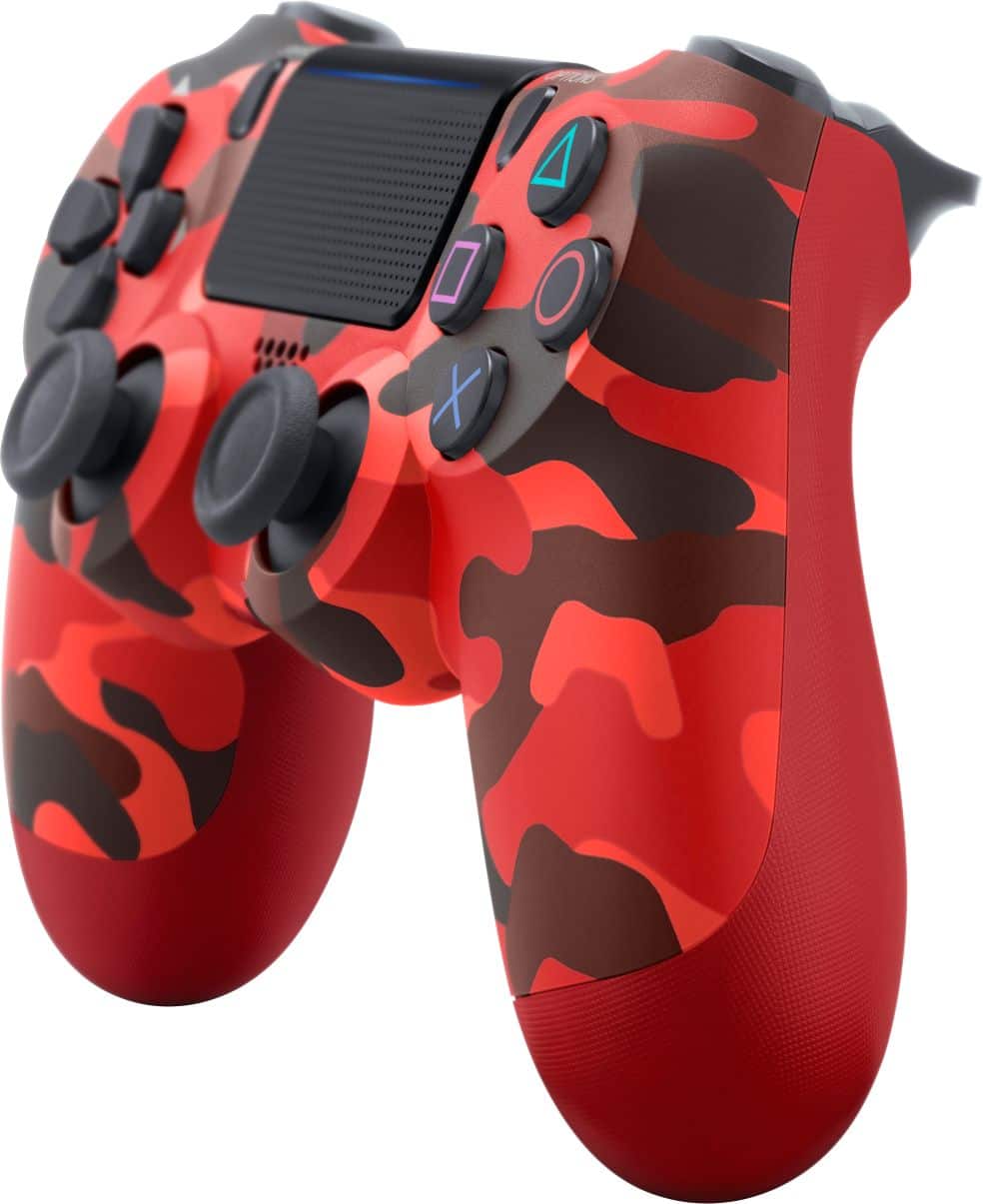Left. Sony - DualShock 4 Wireless Controller for Sony PlayStation 4 - Red Camouflage.