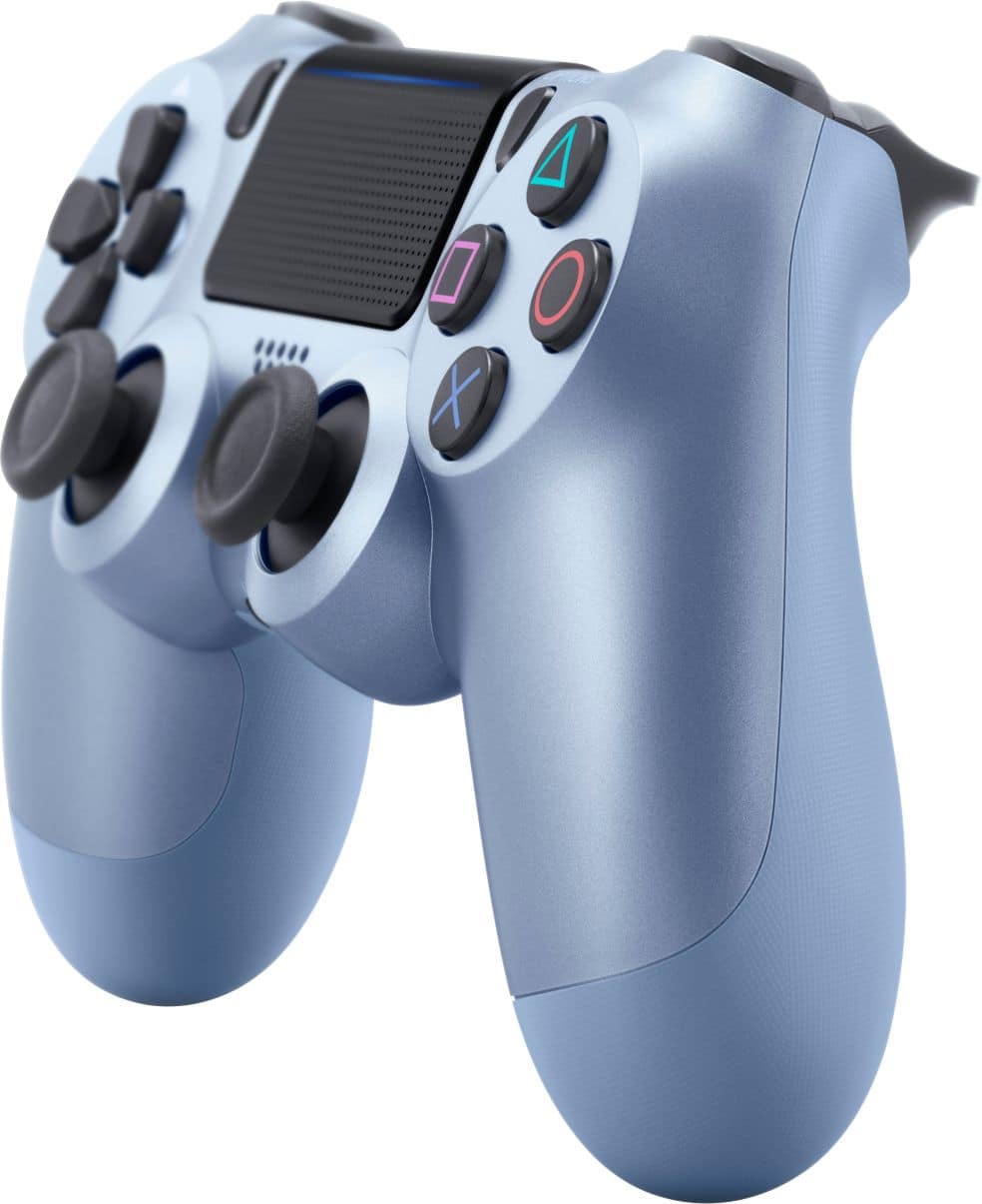 Left. Sony - DualShock 4 Wireless Controller for Sony PlayStation 4 - Titanium Blue.