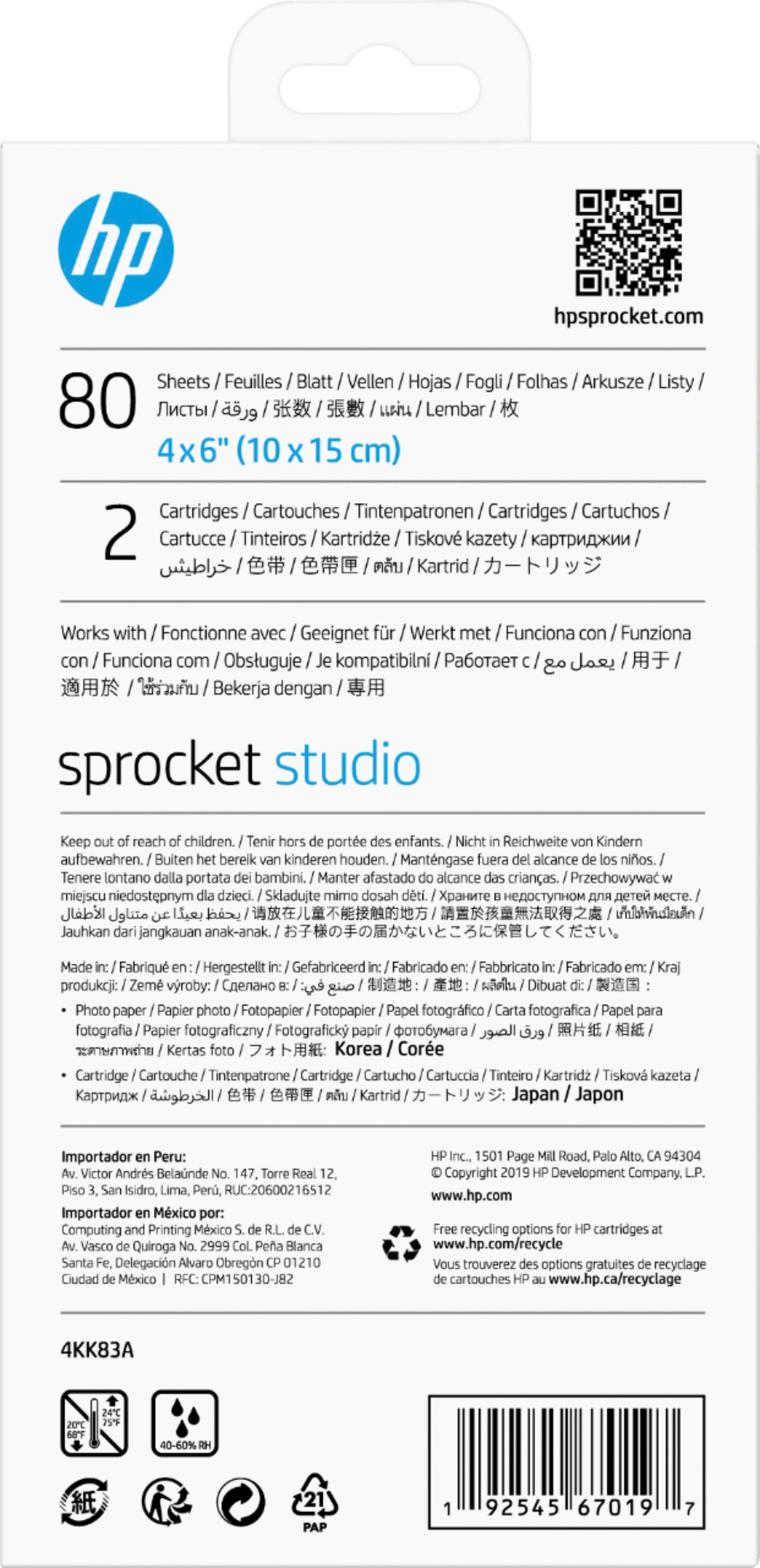  HP Sprocket Studio 4x6 Photo Paper & Cartridges (80